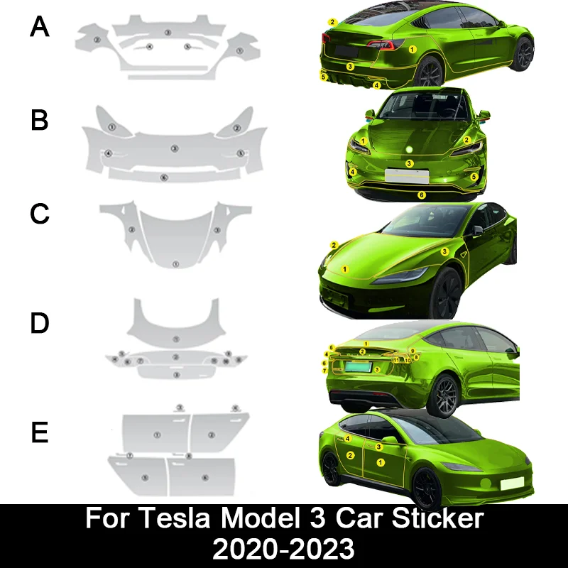 For Tesla Model Y 3 Car Sticker 2020-2024 Paint Protection Film Clear Bra PPF Anti Scratch PreCut Car Body Film Cover