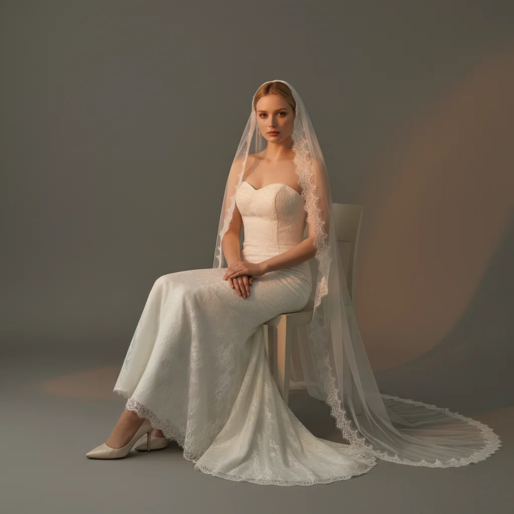 Bridal Cathedral Length Wedding Veil Single Layer Eyelash Lace Comb Style Elegant Wedding Accessory for Brides G154 image 6