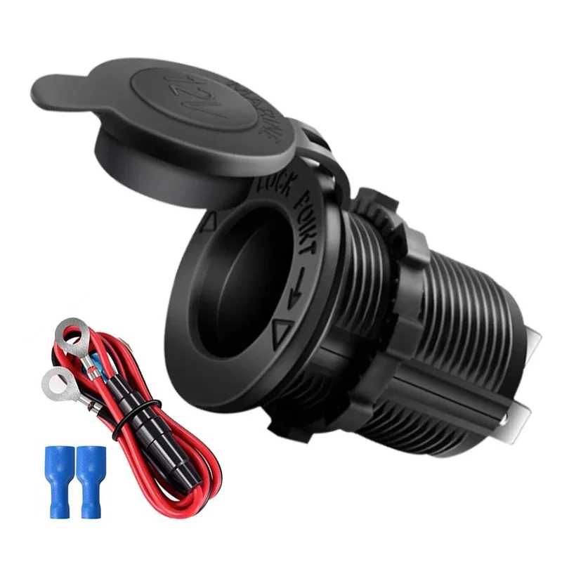 1-3 sets of car cigarette lighter sockets, 12V-24V, waterproof plug power outlets for marine boats, motorcycles, trucks, RVs, an