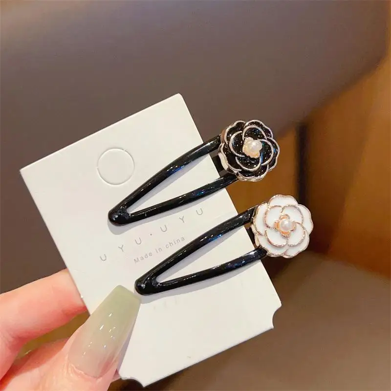 2/6 Stück elegante Kamelien-Haarspangen, vielseitige, modische Haarspangen mit seitlichem Pony und Blumenmuster für stilvolles Haar-Accessoire – Detail 5