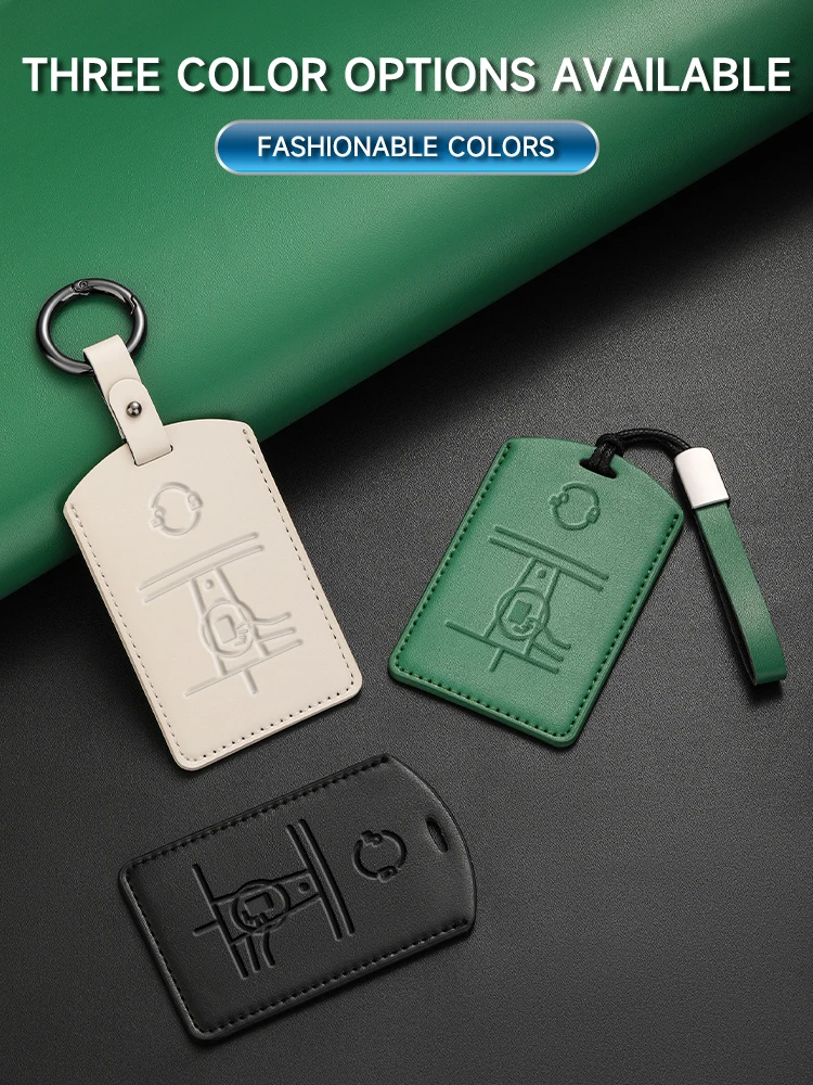 Leather Car Key Cover Case Protection Shell Keychain For Tesla Model Y Model 3 Card Key Remote Control protective case
