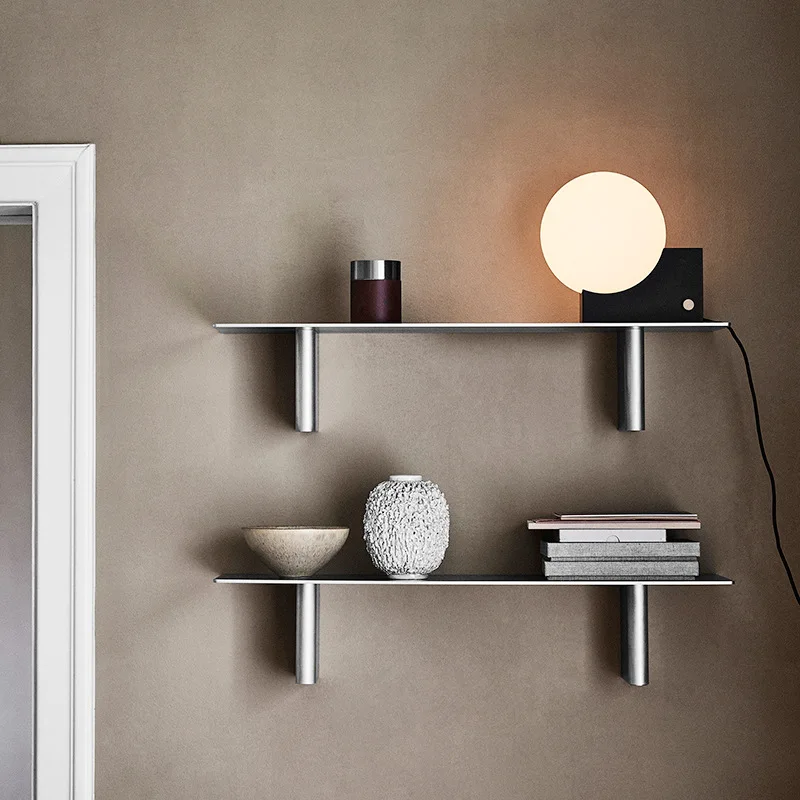 Nordic simple creative nano shelf home bedroom living room wall baffle frame wrought iron geometric display bookshelf