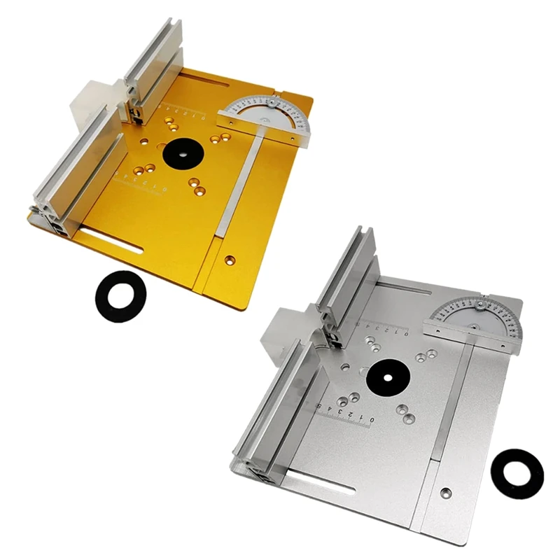 

Set Of 3 Router Table Insert Plate Wood Milling Flip Board Trimming Machine Auxiliary Tool With Miter Gauge,Silver