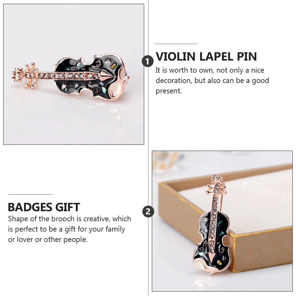

1Pcs Violin Lapel Pin Chic Retro Style Party Daily Wear Enamel Brooch Pin Gift Badge Badges Gift Enamel Brooch