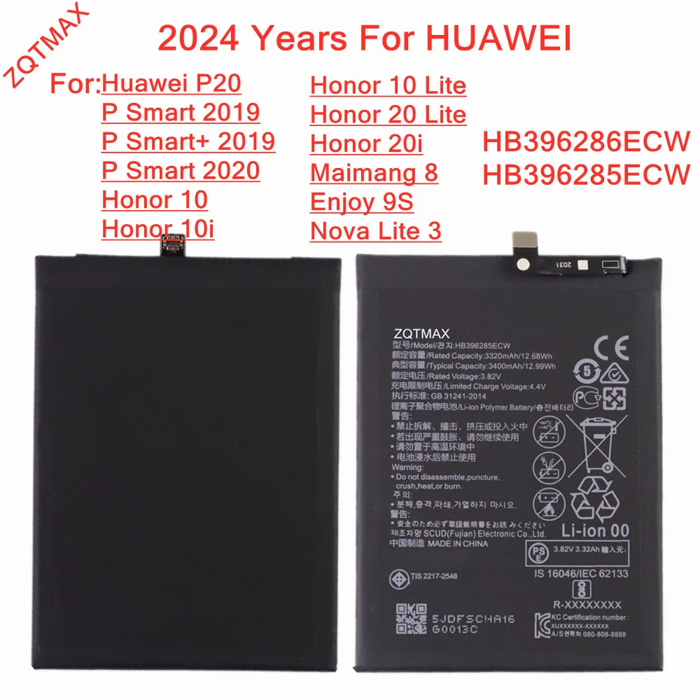 

HB396286ECW Battery For Honor 10 Lite, Honor 10i, Honor 20e For Huawei P Smart 2019 2020,Nova Lite 3, Enjoy 9S, Maimang 8 Phone