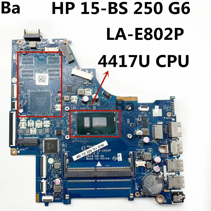 

Материнская плата для ноутбука HP 15-BS 250 G6, процессор SRESH 4417U 100% протестирован