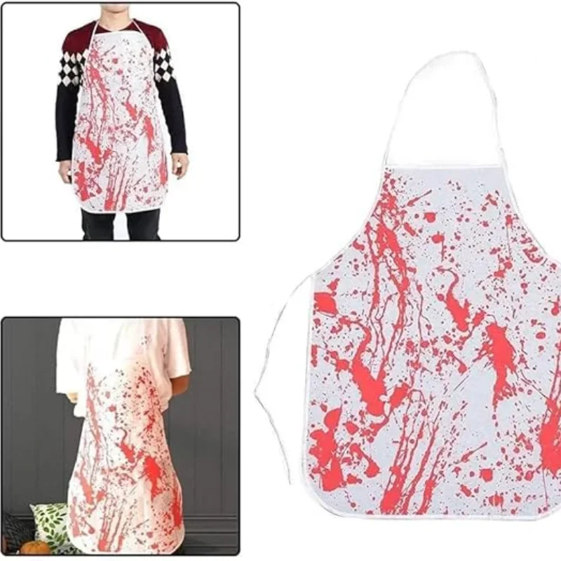 Halloween Blood Splatter Apron Kitchen Apron Women Men Chef Apron with Extra Long Ties Butcher Blood Apron for Holiday BBQ