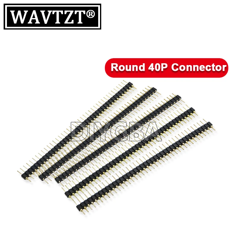 5PCS Connector Round 40P Header Strip Male Header Single Row 40 Pin 2.54mm Pin Needle 1x40 Connector 40Pin Connector Ibuw