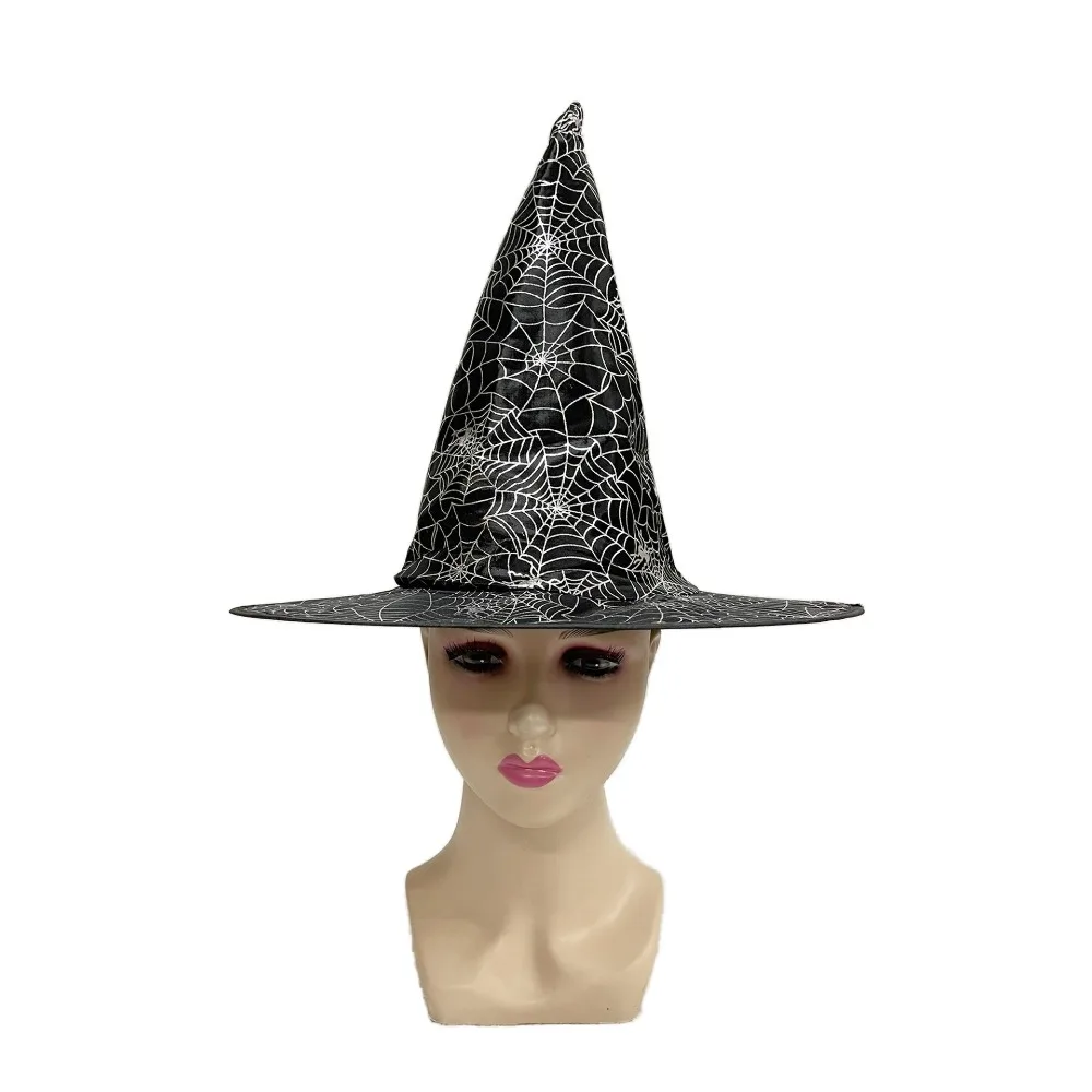 Halloween Party Dress Up Costume Witch Hat Black Mesh for Adults