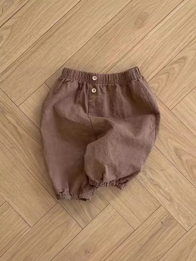 Zomer Nieuwe Baby Solide Veelzijdige Cropped Broek Katoen Baby Jongen Meisje Zachte Comfortabele Casual Broek Peuter Ademende Broek