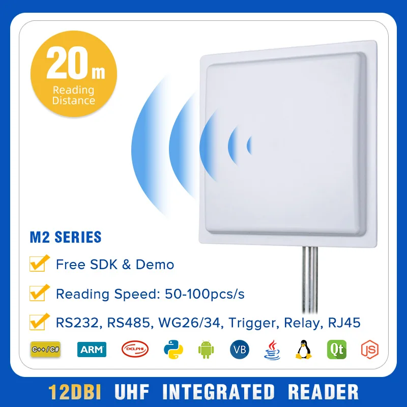 IP65 Vehicle Tracking RS232 RS485 WG26 USB Interface Whitelist 20 Meters 860 960 mhz Long Range RFID Card Reader for Parking Lot