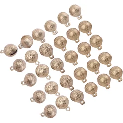 30Pcs 11mm DIY Copper Bells Accessories Vintage Bells Pattern Small Bells Creative Wind Chime Jewelry Ornaments