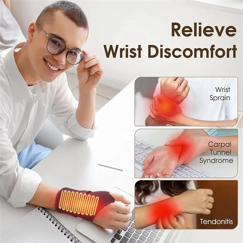 AA20-Sport Electric Tendon Sheath Wrist Brace Heating Vibration Massage Support Belt For Arthritis Joint Injury Wrist Thermal