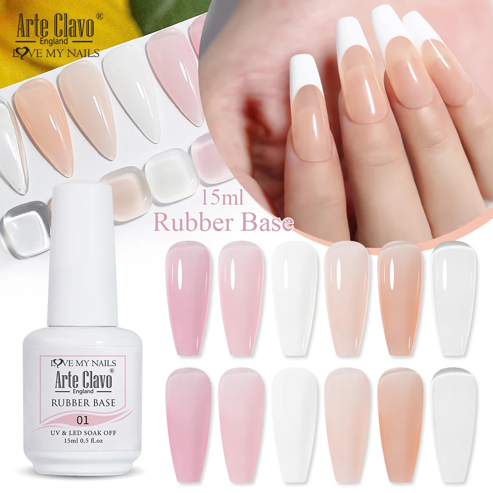 

Arte Clavo 15ml Multi-function Milky Pink Rubber Base Gel Nail Polish Semi Permanent Varnish Soak Off UV Nails Art Maincure Gel