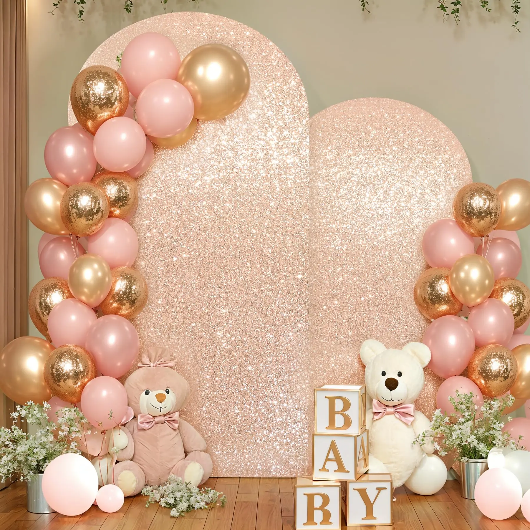 Rose Gold Arch Cover Sequin Backdrop Dome Chiara Backdrop Stand Cover Suitable for Wedding Birthday Party Photography Decoration