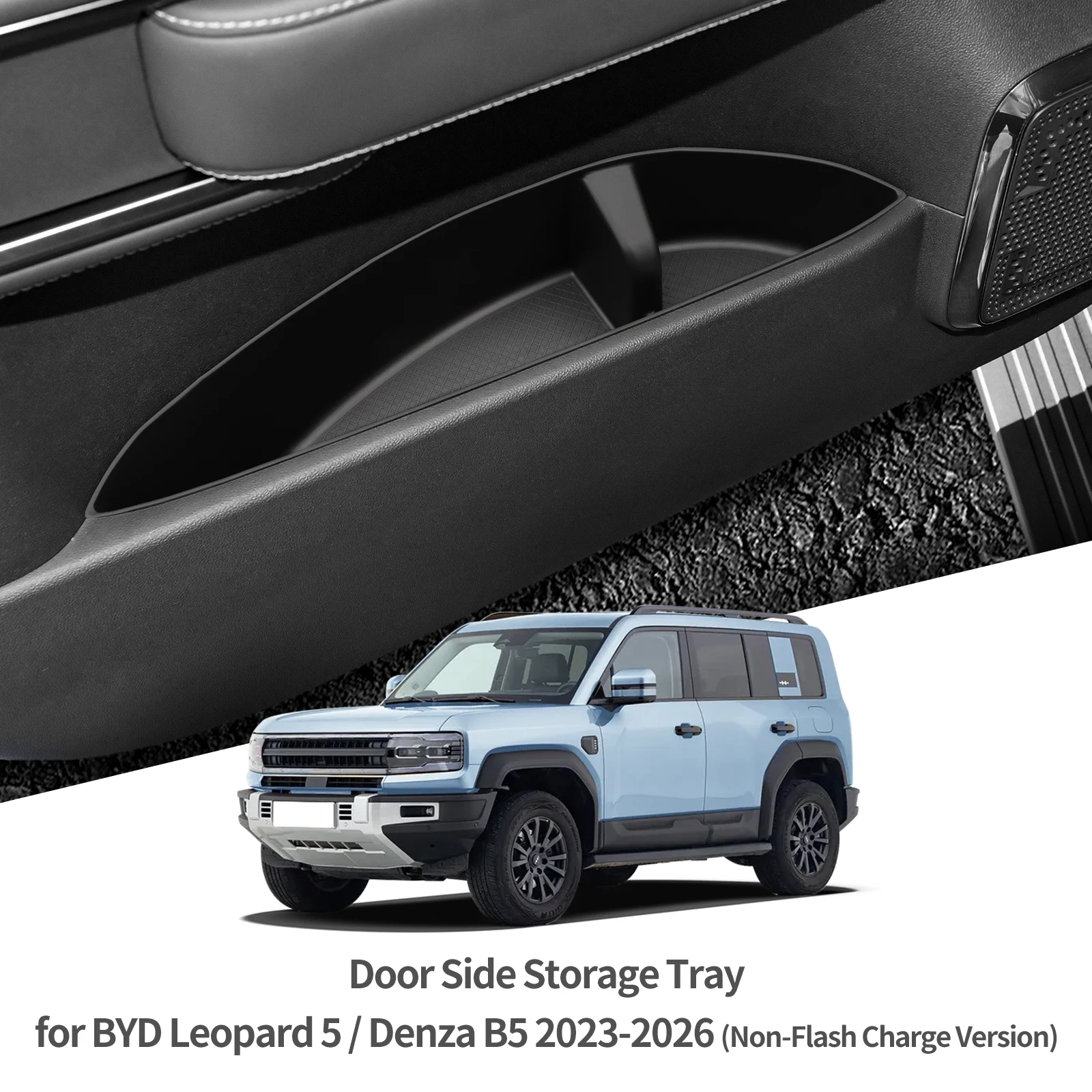 for BYD Denza B5/Leopard 5 2023‑2026 (Non‑Flash Charge Version) TPE Door Side Storage Tray 4PCS Car Interior Accessories