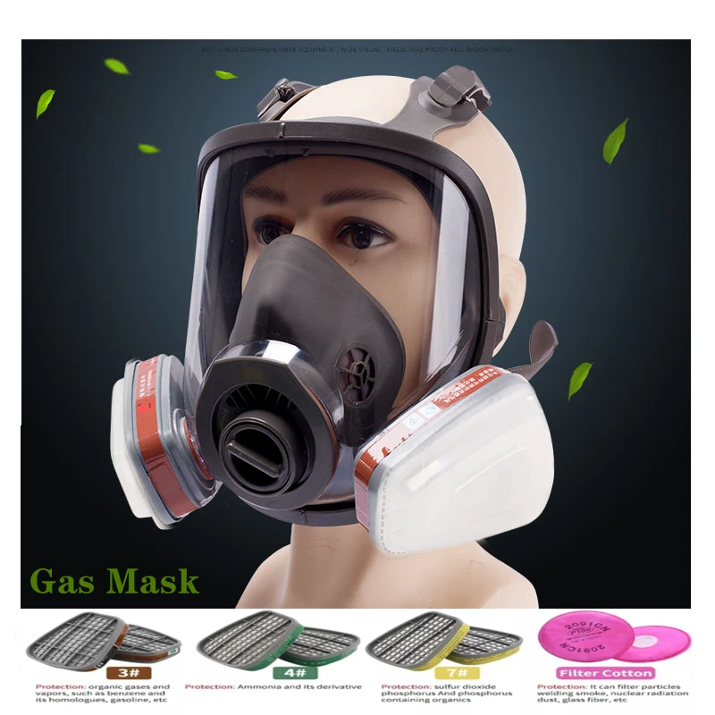 

Gas Mask Acid/Organic/Ammonia 6800 Full Face Mask Respirator Paint Chemical Pesticide Laboratory Anti-dust Multifunction Filters