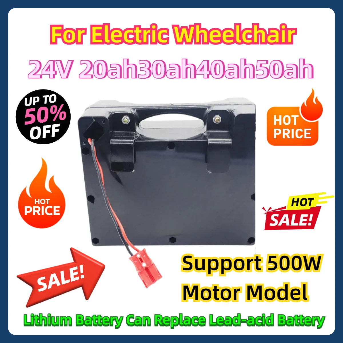 

For Electric Wheelchair Lithium Battery Can Replace Lead-acid Battery And Support 500W Motor Model 24V20ah30ah40ah50ah