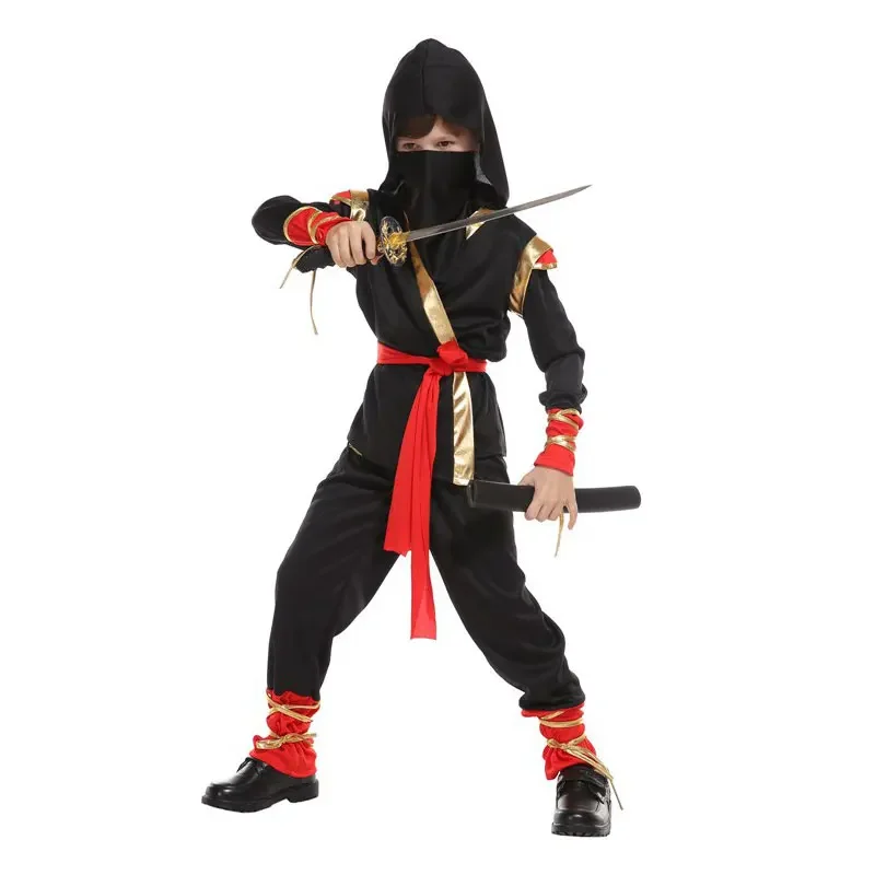 Kids Child Red Black Boys Ninja Hoody Costume Fancy Carnival Purim Halloween Costumes