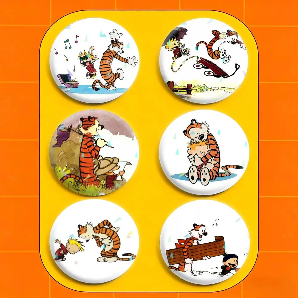 

C-Calvin and Hobbes 32/44/58mm Handmade Pins Round Brooch Badge Backpacks Clothes Jewelry Gifts