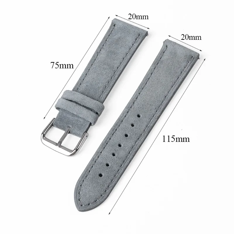 Vintage Suede Leather Watch Band 18mm 20mm 22mm Cowhide Stitching Bracelet Sport Quick Release Men Women Watch Strap Replacement