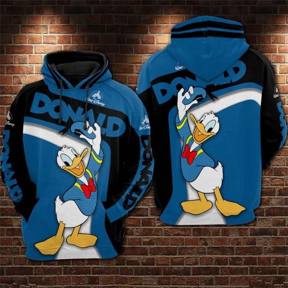 Donald Duck Disney Unisex Cartoon Graphic 3D Hoodie Retro Casual Zip Hoodie