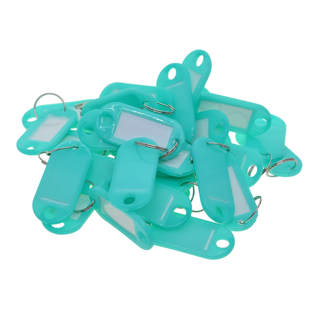 50 Pcs 65mm Plastic Key Tags Luggage Hanging ID Labels Window Keychain, Waterproof,