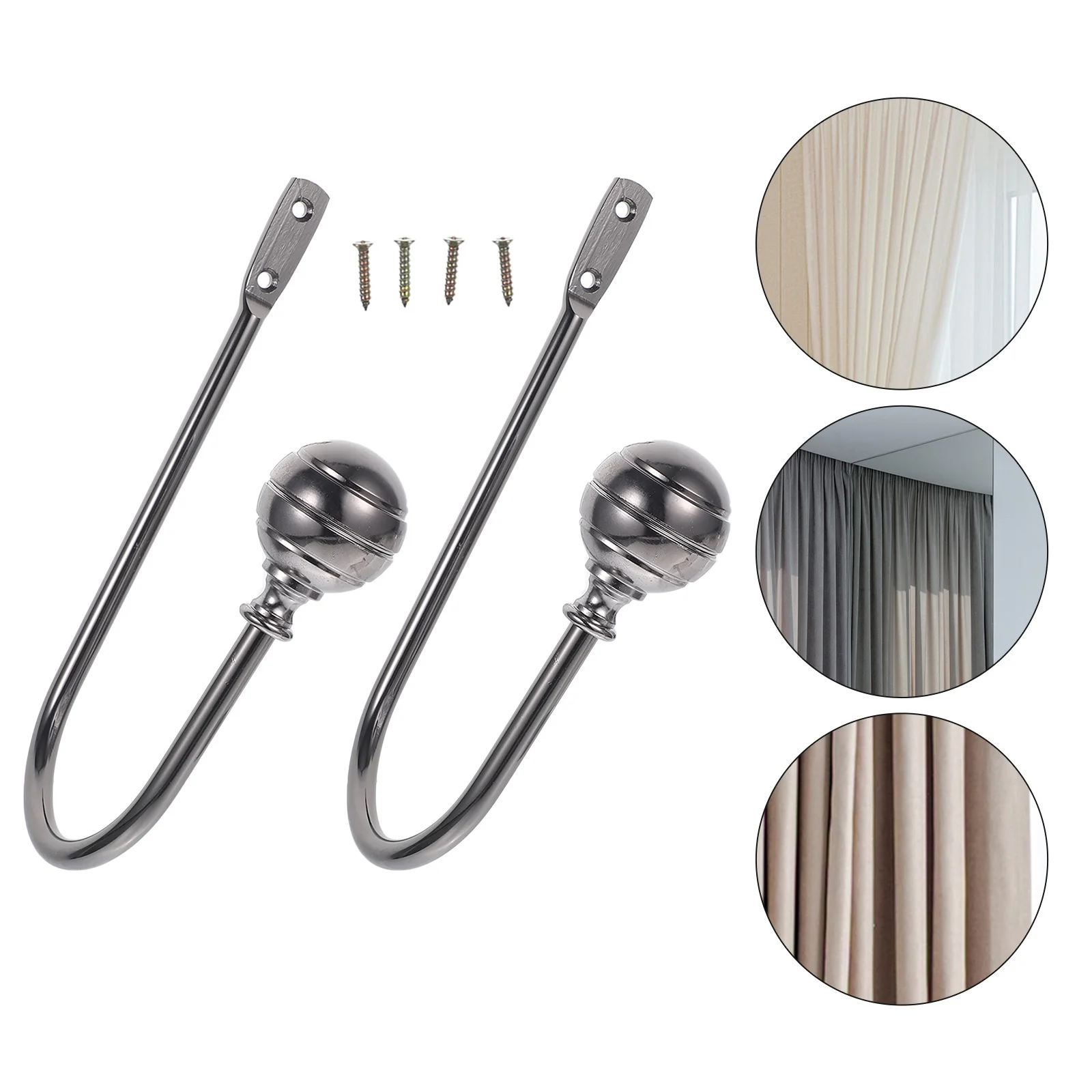 

2Pcs Wall Curtain Holder Metal Hooks Sturdy Trustworthy Graceful Room Bedroom Curtain Tieback Metal Hooks
