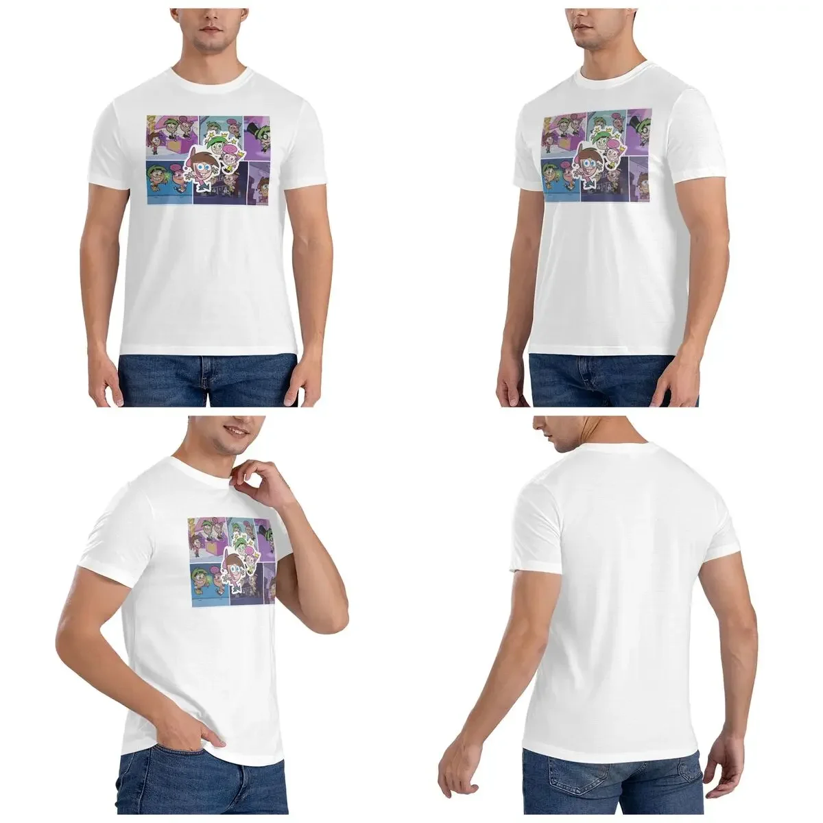 100% Cotton Comic Style Cosmo, Wanda And Timmy Design. T-Shirt Men's Funny T Shirt Men Round Neck Summer Shirts Tops S-6XL