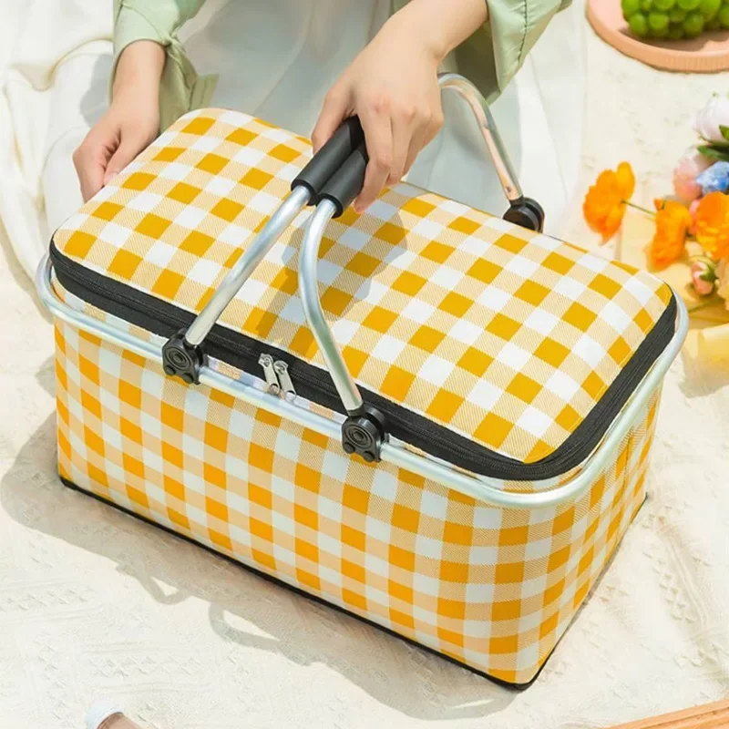 Picnic  Spot Insulated Foldable Supermarket Shopping Basket Outdoor Picnic Camping Portable Basket