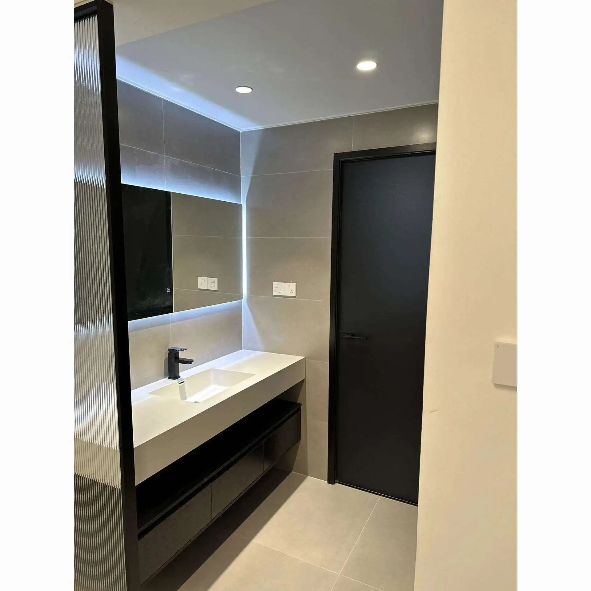 

Bathroom cabinet, rock slab, hot bend, integrated, toilet, washstand, light luxury