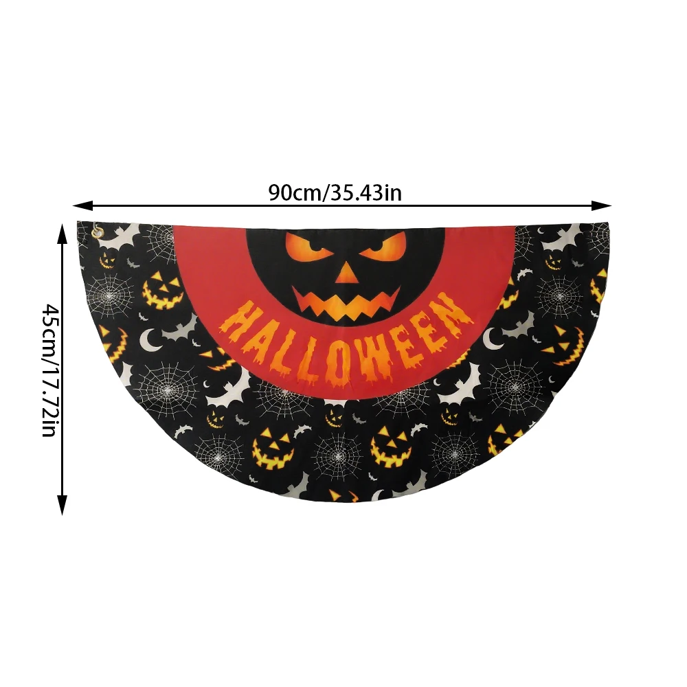 2PCS 2025 Halloween decor Indoor Outdoor Fan shaped flag party banner pumpkin hanging flag Halloween decorations