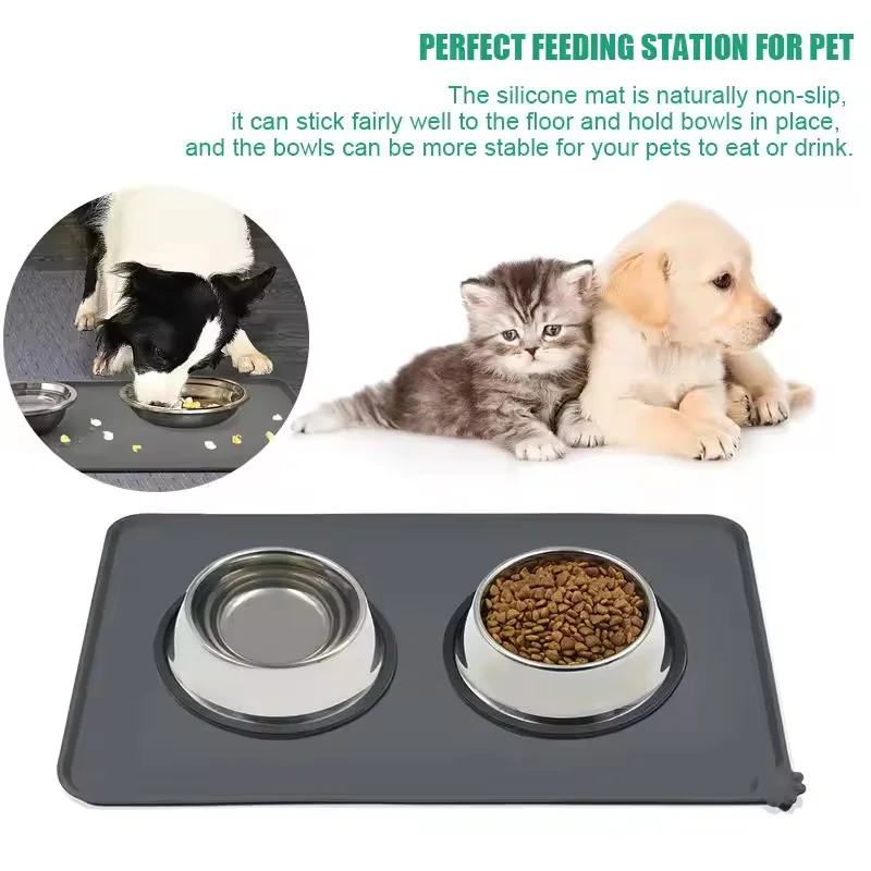 Mantel Individual de silicona para mascotas, impermeable, antideslizante, a prueba de fugas, antiderrames, fácil de limpiar, alfombrilla para comida de perros y gatos, suministros para mascotas