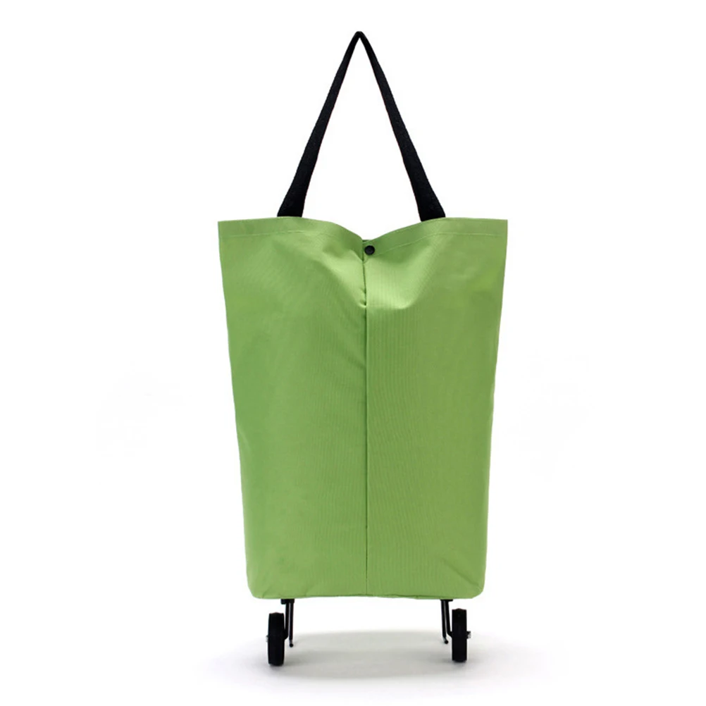 

Foldable Shopping Cart Portable Trolley Wheels Large Capacity Storage Bag Oxford Cloth Lightweight Green
