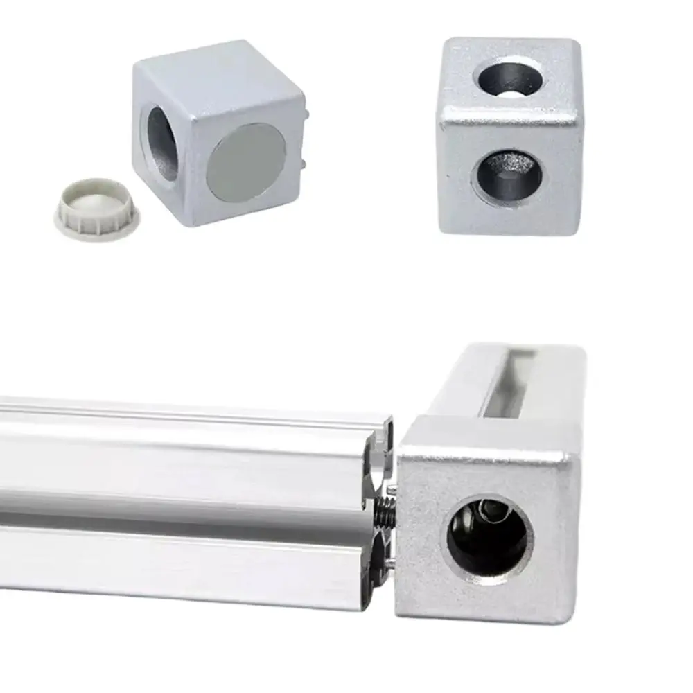 1Pcs 2020 3030 4040 4545 Aluminum Cube Corner Connector Silver Cube Design Aluminum Profile Fastener Aluminum Corner Fastener