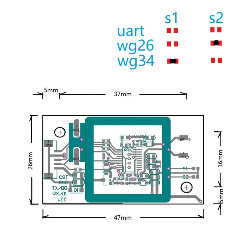 【Горячая】Двухчастотный модуль считывания RFID-карт 125 кГц 13,56 МГц Wiegand Uart TTL