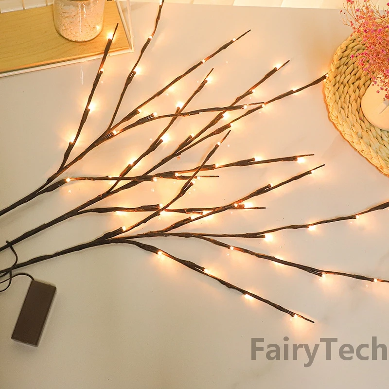 New 20 Bulbs LED Willow Branch Lamp LED String lights Twig Vase Lights Fairy Garland For Christmas Tree Wedding Party Decoration