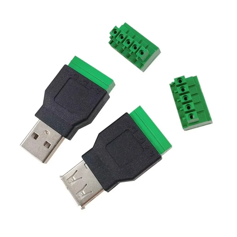 Female USB 2.0 Connector Type A 5 Pin Screw Terminal Plug Shield Screw Terminal Adapter Connector Jack Solderless Plug
