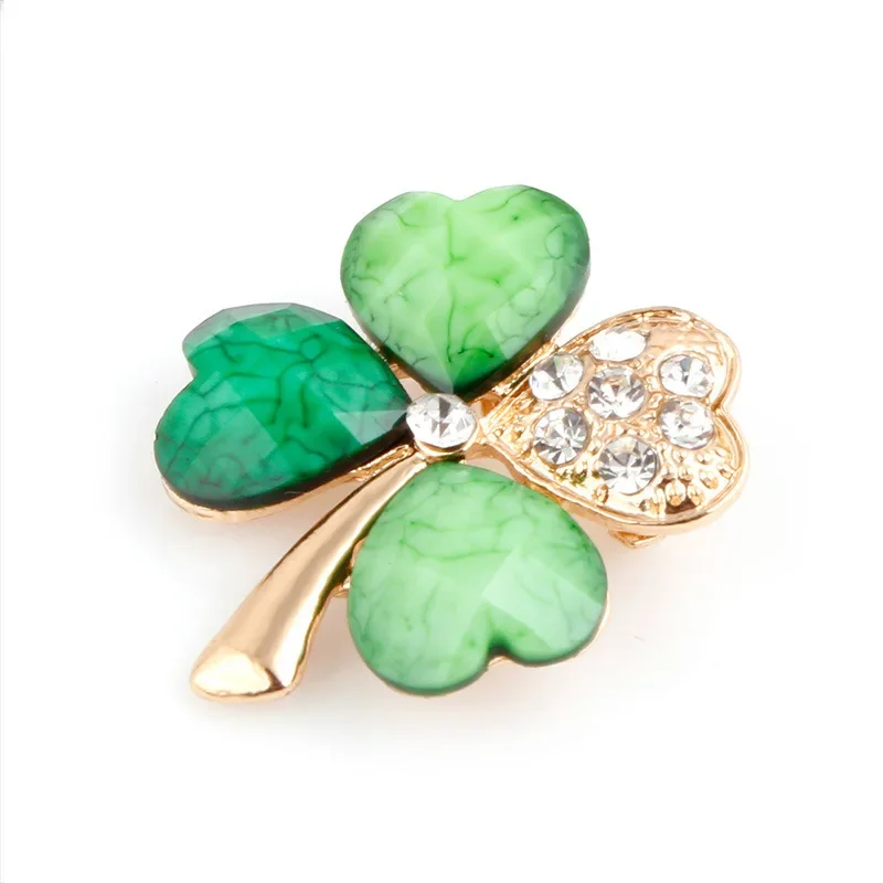 Korean Version Creative New Four-leaf Clover Brooch Gold-plated Lapel Pin Ladies Dress Jacket Decoration Jewelry Accessories