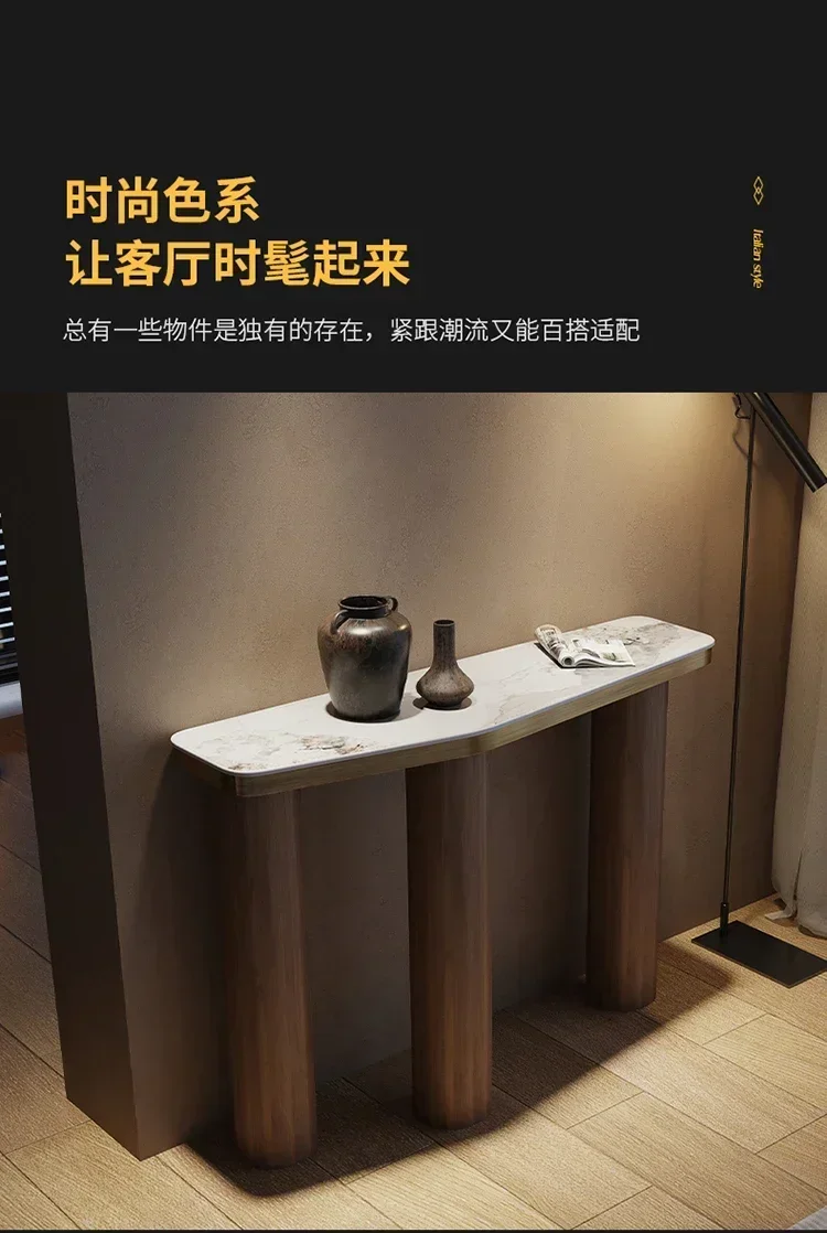 

Итальянская минималистичная тумба для прихожей, современный минималистичный настенный консольный столик с каменной столешницей, легкий роскошный консольный столик