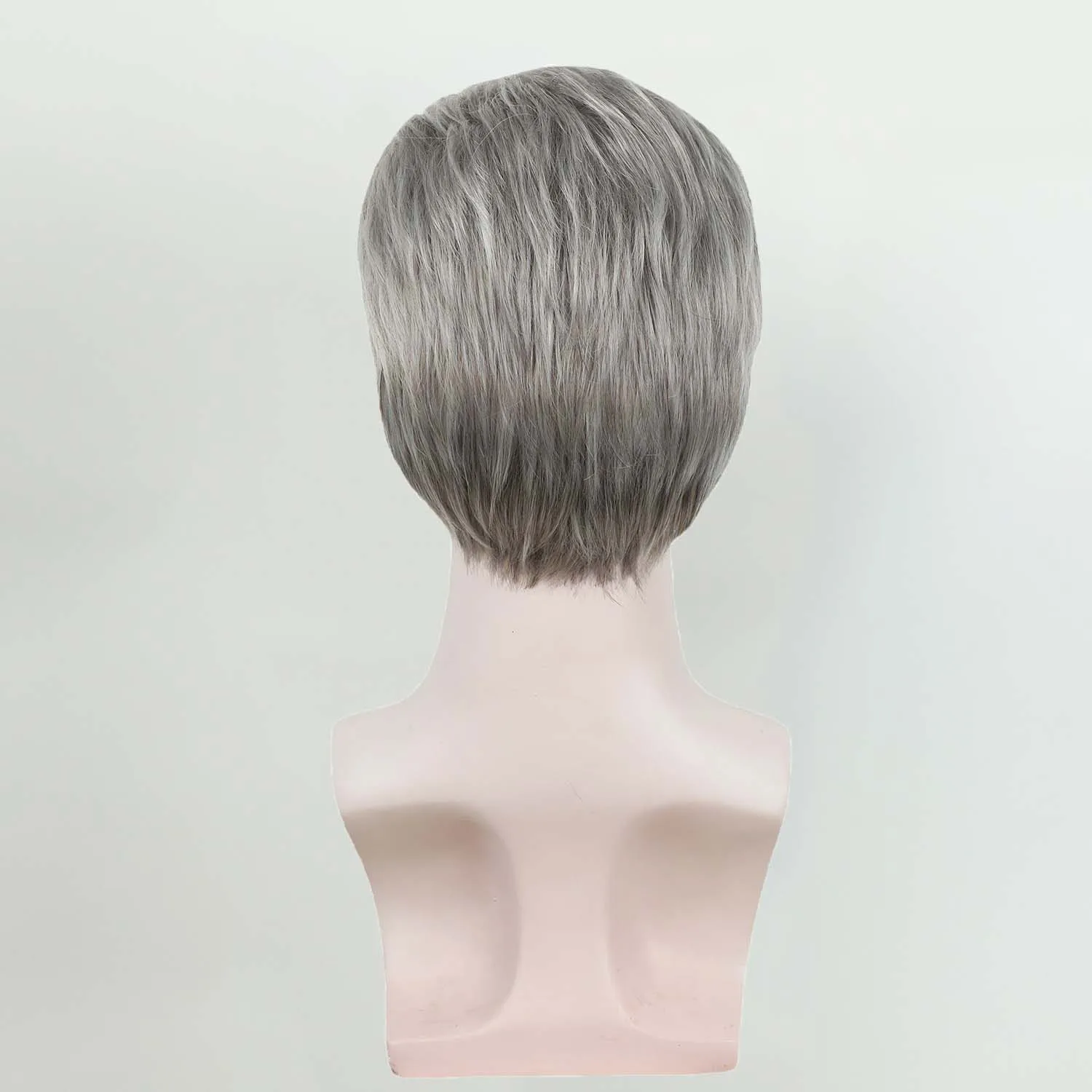 الرجال قصيرة رمادي شعر مستعار بيروكات صناعية للرجال عابث قطع رقيق لينة شعر مستعار مجعد الذكور ألياف مقاومة للحرارة تأثيري الطرف #5