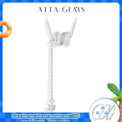 ATTAGEMS Minimalist Moissanite Necklace for Women Original Round Wheel Pendant S925 Sterling Silver Wedding Party Daily Jewelry