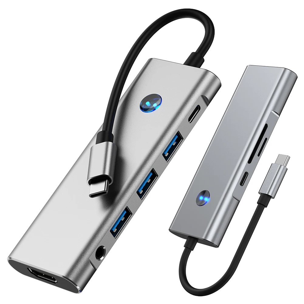 

Концентратор USB C 9 в 1 с HDMI-совместимой док-станцией USB C 4K/60 Гц PD Многопортовый адаптер USB C для зарядки 100 Вт для MacBook Pro/Air