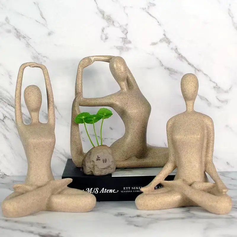 Yoga Poses Figurine Nordic Resin Lady Figure Sandstone Simple Styles Statue Home Yoga Studio Decor Crafts Sculpture Ornament