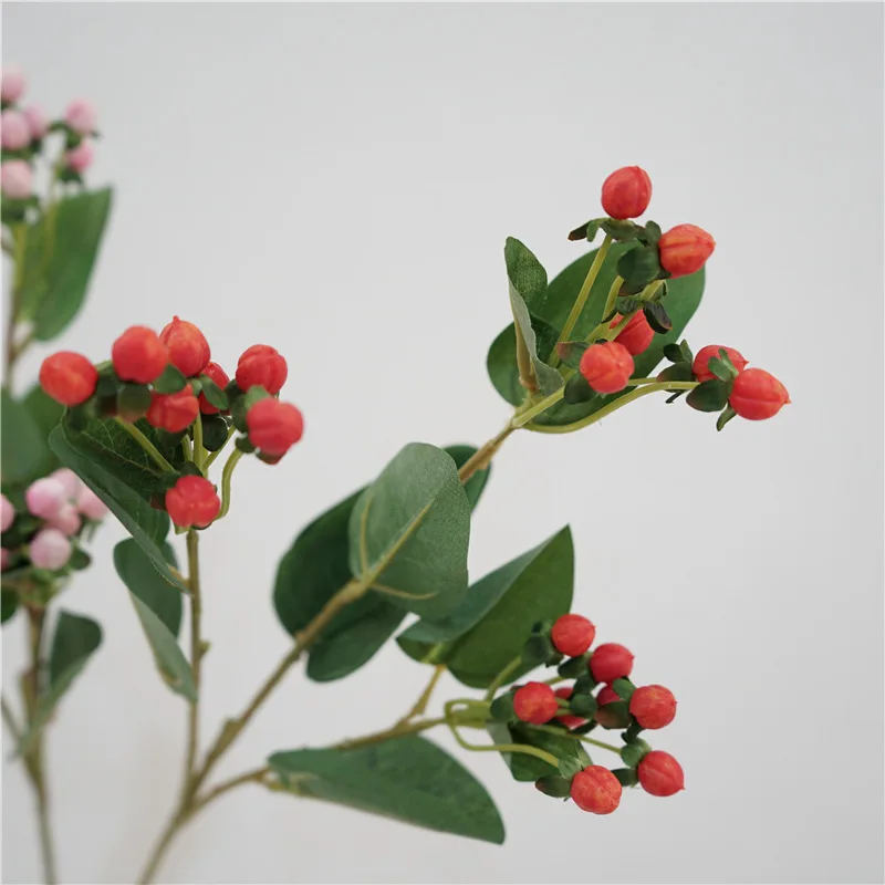 4Pcs Simulation Hypericum Wild Fruit Plastic Artificial Flowers Bridal Bouquet Accessories Home Party Wedding Decoration Floral