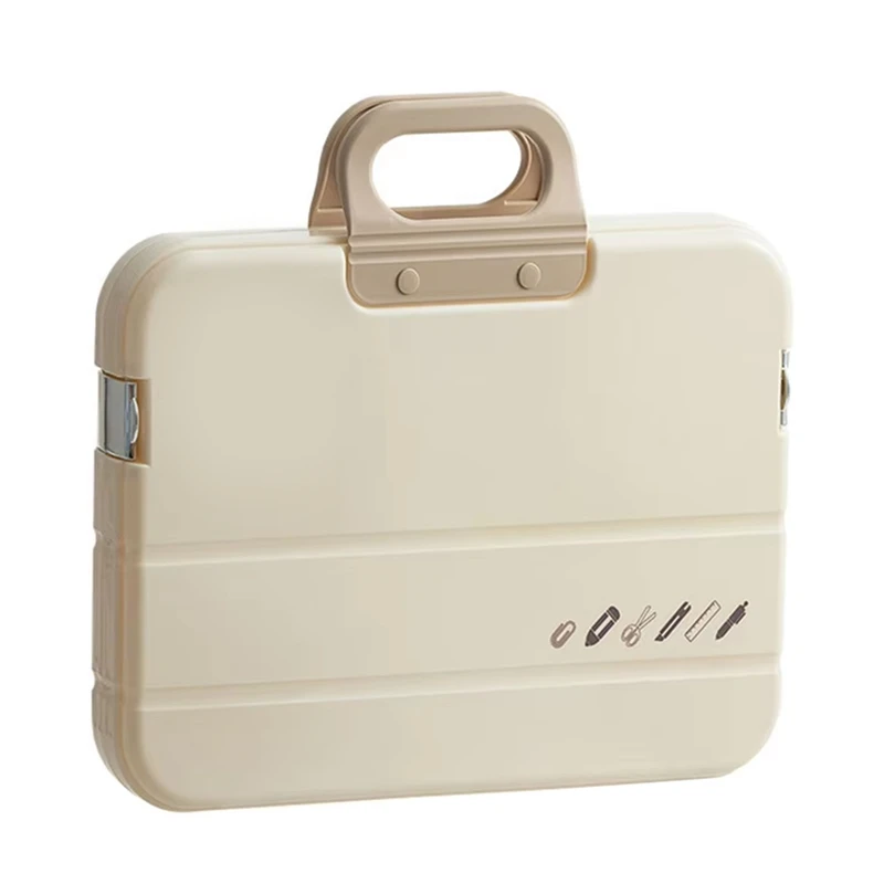 

A4 Plastic File Folder With Lock Handle Portable Box File Waterproof Filing Supplies Multi-Purpose Document Bag