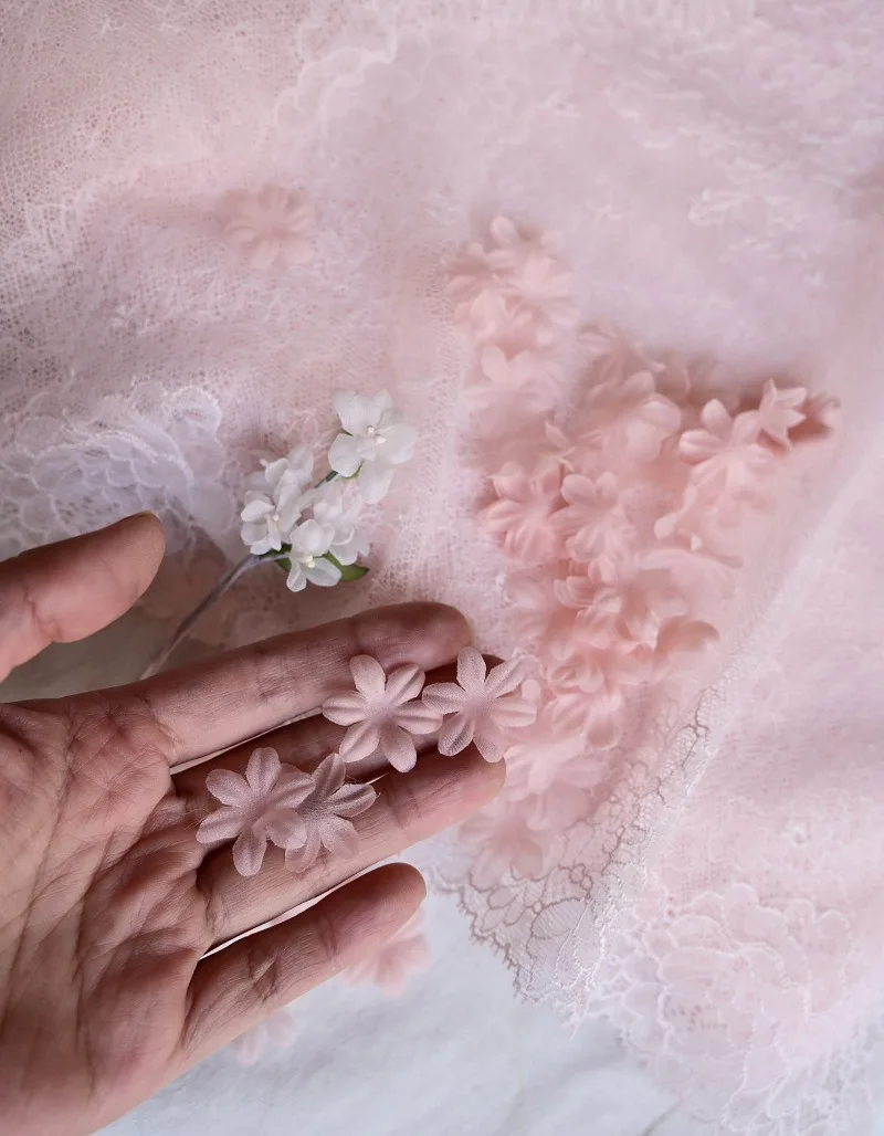 3D Crushed Satin Flower Accessories, DIY Wedding Dress, Veil Decoration, Mini Flower Piece, Doll Material, RS2775, 100 PCs/Pack