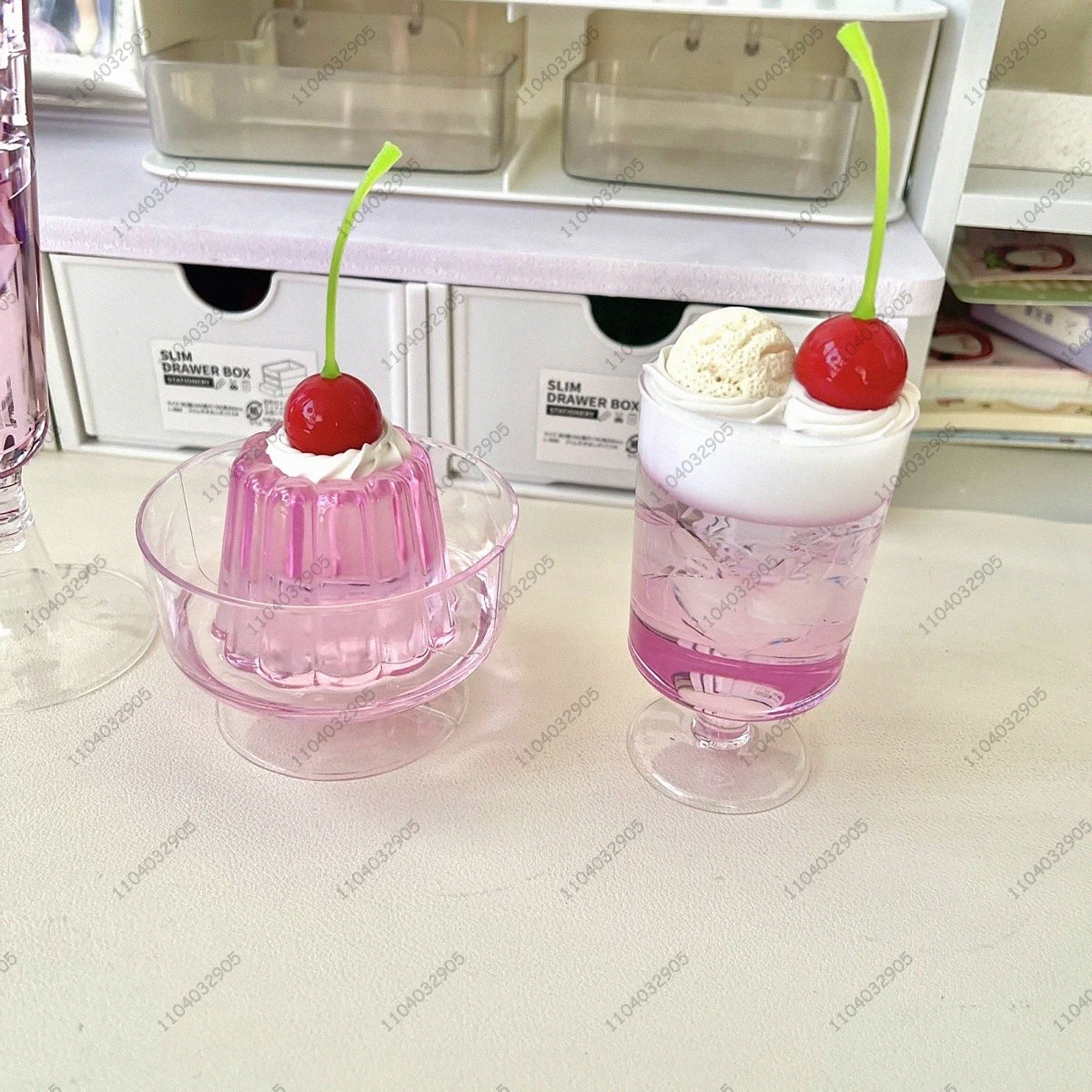 ピンクソーダカップモデル手作り手芸ソーダアイスクリームトッピングガラスカップクラフトデスク装飾品ガールズルーム装飾ギフト
