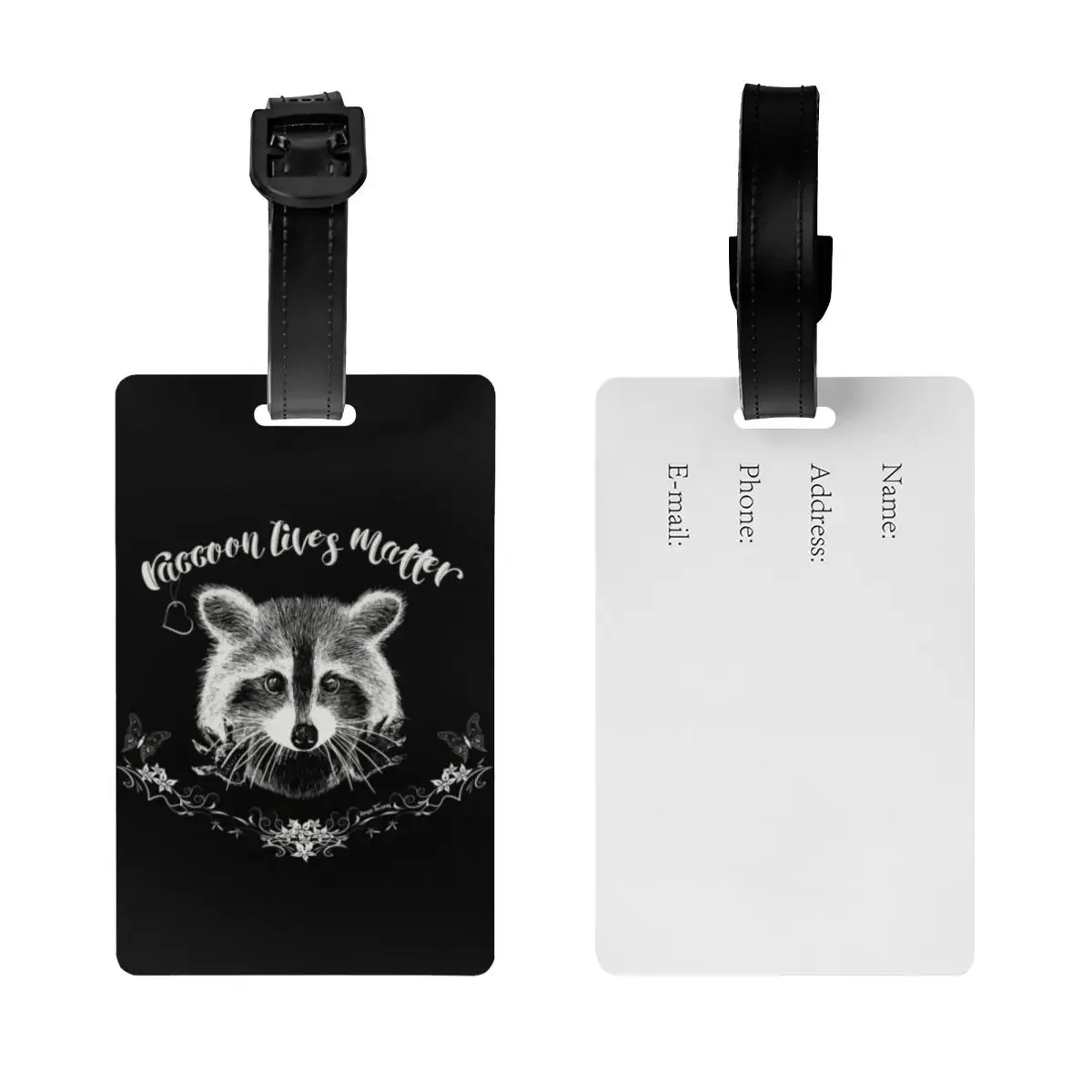 Custom Raccoon Lives Matter Iconic Luggage Tag Privacy Protection Trash Panda Racoon Baggage Tags Travel Bag Labels Suitcase