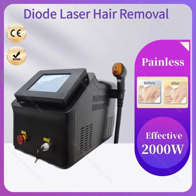 Portable 808nm Diode Laser Hair Removal Machine with Cooling Head Painless Laser Epilator Face Body Hair Remover 40 million shot